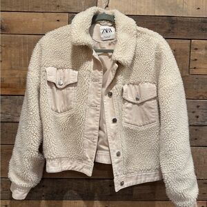 Zara Off-White Teddy Jacket